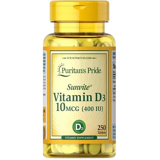 Вітаміни та мінерали Puritan's Pride Vitamin D3 400 IU, 250 таблеток