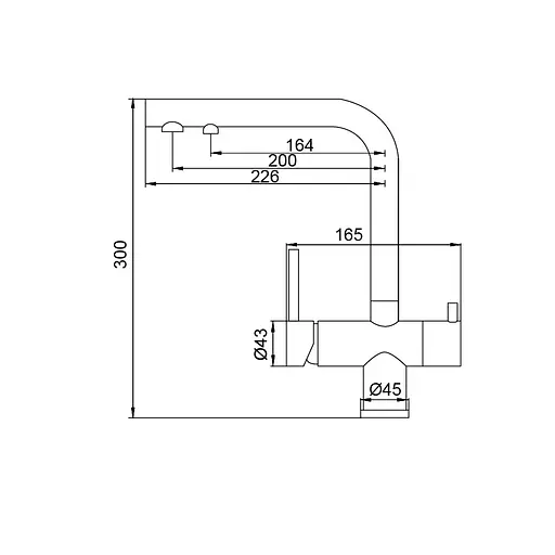 Змішувач для кухні на дві води Koer KB-72001-05 KR3392 Чорний матовий - фото 2