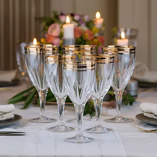 Набор бокалов для вина TS Kitchen с золотой каймой 6 штук по 250 мл желтый HP547