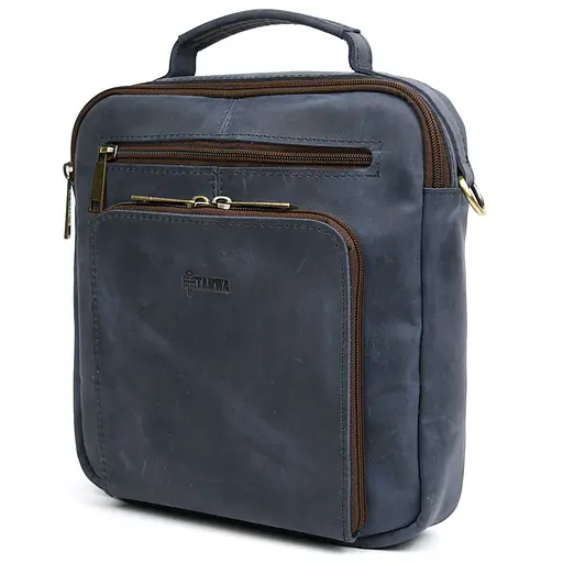 Чоловіча сумка на плече з кінською шкірою ручкою TARWA 24х26х9 см sum0028155 - фото 2