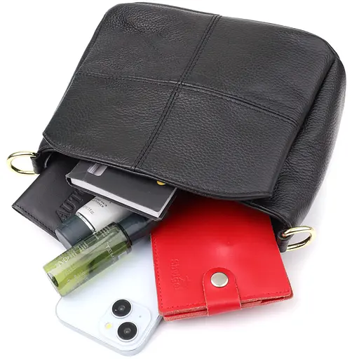 Классическая кожаная сумка для женщин Vintage с тремя отделениями 22.5х16.5х11.5 см sum0027625 - фото 8