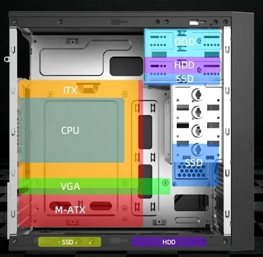 Корпус GameMax MT-307-4U3C Black, без блока питания, Mini Tower, Micro ATX / Mini ITX, 2x USB 2.0, 2x USB 3.0, Ty (MT-307-4U3C) без блока питания - фото 10
