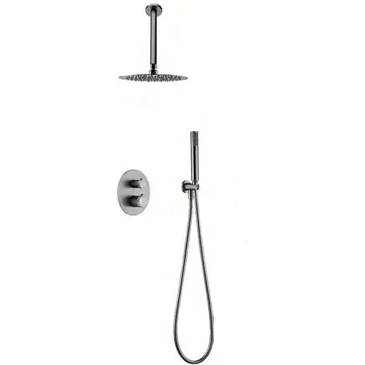 Душова система прихованого монтажу з термостатом Imex Line матовий нікель GTQ038/NQ, Шліфований чорний хром - фото 1