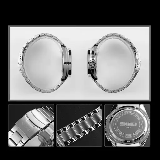 Класичний наручний годинник Skmei 9167 Білий циферблат - фото 5