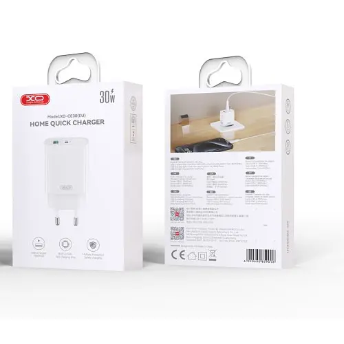 Мережевий зарядний пристрій XO CE30 30W 1USB-A+1USB-C fast charger Білий - фото 7