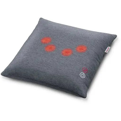 Beurer Массажная подушка Beurer для плеч, шеи, спины и ног, от сети, 1,8 кг, 4 головки шиаца, подогрев, серый