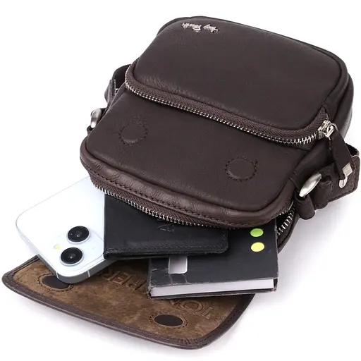 Сумка Tony Perotti из матовой зернистой натуральной кожи 14.5х16х3.5 см sum0028954 - фото 8