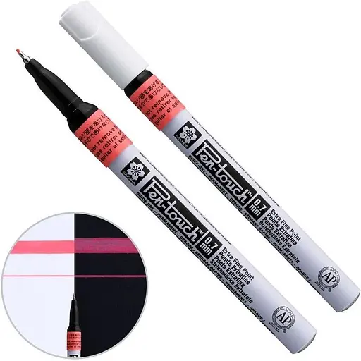 Маркер Pen-Touch Червоний флуоресцентний тонкий (EXTRA FINE) 0.7 мм Sakura - фото 1