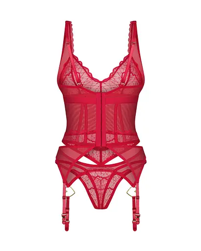 Еротичний комплект Obsessive Cupide Desir 2XL/3XL червоний - фото 3