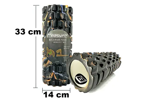 Массажный ролик EasyFit Grid Roller 33 см v.1.1 Multi Черный (EF-2021-BK) - фото 3