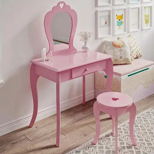 Детский туалетный столик Chomik Elsa с зеркалом + розовый стул - фото 3