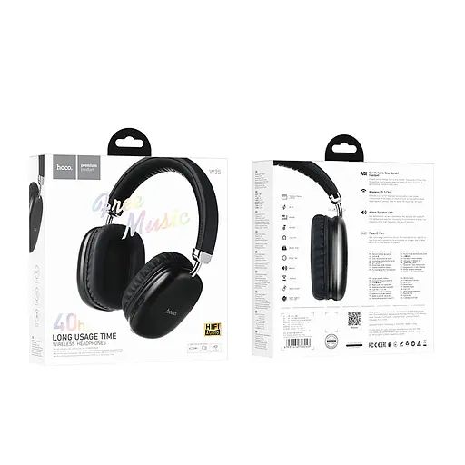 Навушники Hoco W35 Air Triumph BT headphones | BT5.3, AUX / TF, 45h | black - фото 6
