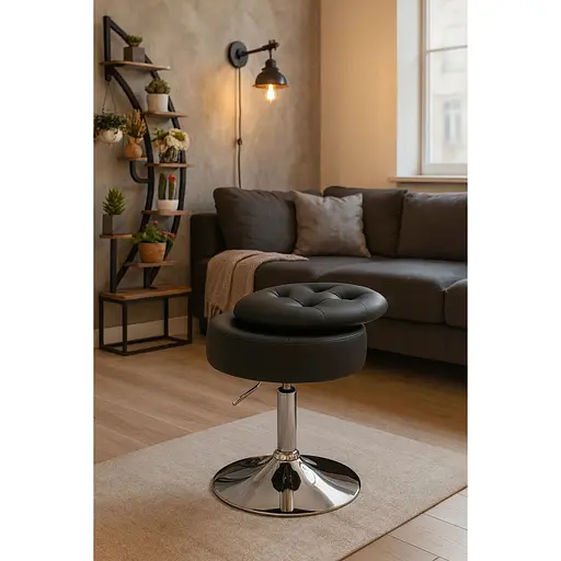 Кресло табурет вращающееся Costway Meri с местом для хранения черный - фото 2