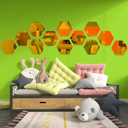 Дзеркальний декор Wall Sticker SW-00002518 акриловий самоклеючий 150х175 мм 12 шт. золото - фото 5