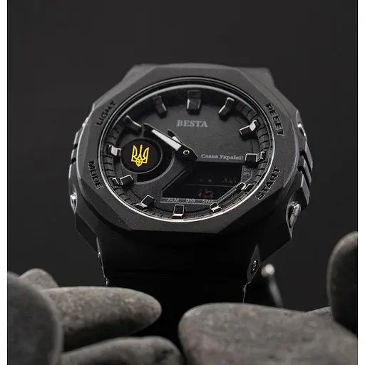 Чоловічий водостійкий тактичний годинник Besta Jocker UA (Чорний) - фото 4