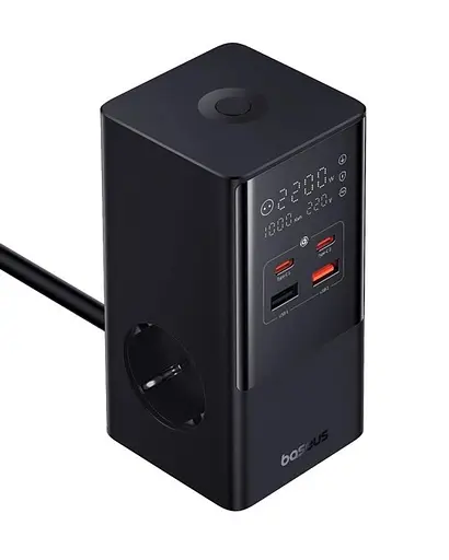 Зарядний пристрій подовжувач Baseus PowerCombo Tower Power Strip 2AC+2U+2C 100W 1.5m - фото 7