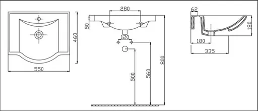 Умивальник RJ Tulip 55x46x18 см white RJFU081-0055WH, Білий - фото 2