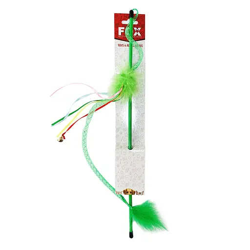 Іграшка для котів Fox Вудка-дражнилка Хвіст дракона з пухом та стрічками - фото 1