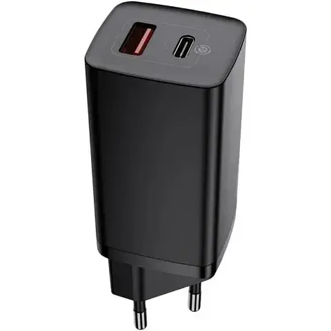 Мережевий зарядний пристрій Baseus GaN Lite 65 W 1 USB + Type-C (CCGAN2L-B01) чорний - фото 1