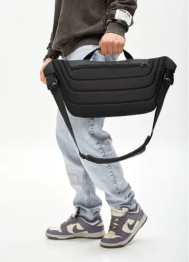 Мужская сумка-бананка под ноутбук Sambag Urban Laptop черно-оранжевая 46×26 см (51411129m) - фото 7