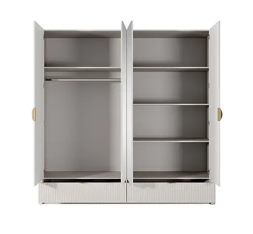 Шкаф для одежды Perfect Home Ланте/Lante 4-дверный с зеркалом и золотыми ручками 4D2S/213 Беж (PFH-091124) - фото 6