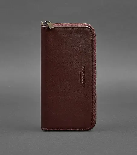 Шкіряне портмоне на блискавці 6.1 Бордове - фото 1
