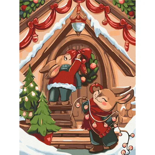 Картина за номерами "Святкові зайчики" RBS1016, 30х40 см