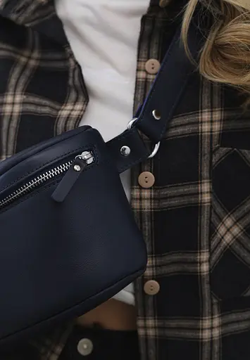 Шкіряна поясна сумка Explorer S темно-синя - фото 3