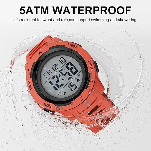 GOLDEN HOUR Мужские водонепроницаемые цифровые часы с широким экраном, легко читаемый дисплей в стиле милитари - фото 3
