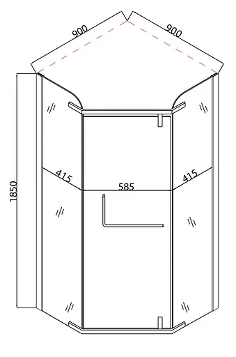 Душевая кабина без поддона Mixxus Lines SC01-90x90x185-TR хром прозрачное стекло 6 мм MI6915, Универсальная, прозрачная, хром - фото 2