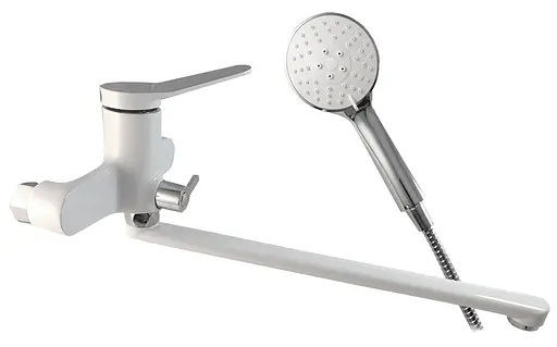 Смеситель для ванны длинный гусак белый/хром Ø35 Frap 1/10 F2245 Белый - фото 1