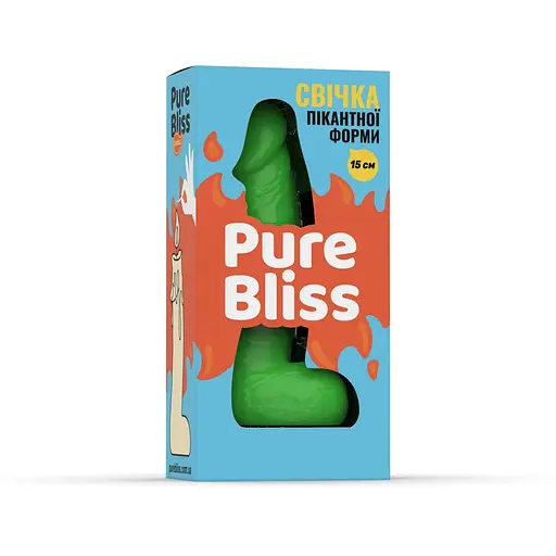 Свічка у вигляді члена Pure Bliss Mini Green 15 см - фото 5