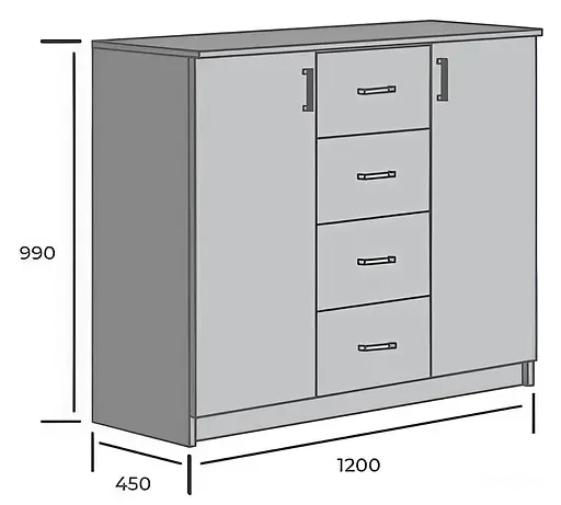 Комод в гостиную MebelStar 4+2 120x45x99 см Аляска белый (MBS-1039) - фото 2