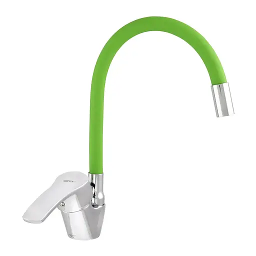 Змішувач для кухні Zerix YUB 279 із зеленим гнучким виливом ZX0444 Хром - фото 1