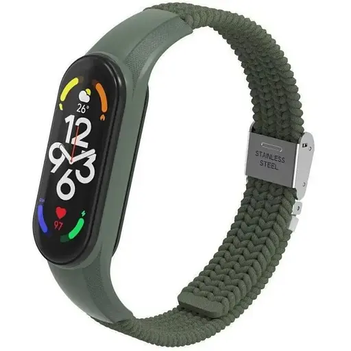 Ремешок Braided Buckle Mi Band 3/4/5/6/7 Темно-зеленый (10) - фото 1