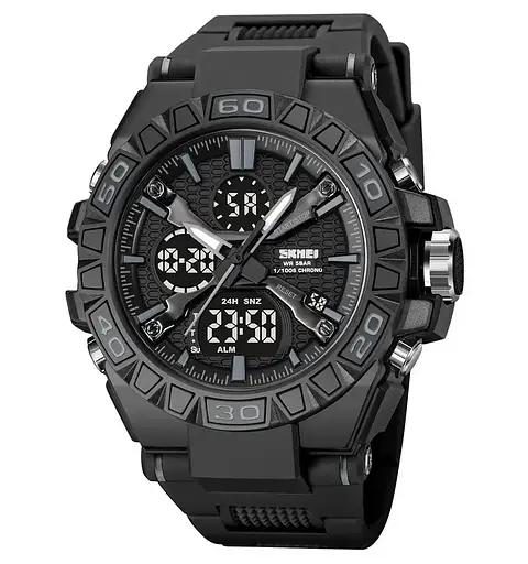 Часы мужские наручные спортивные Skmei 2221 с двойным дисплеем и подсветкой (Черный)