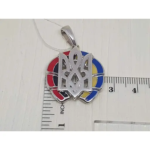 Срібна підвіска Астор Тризуб з емаллю. 9142475 - фото 3