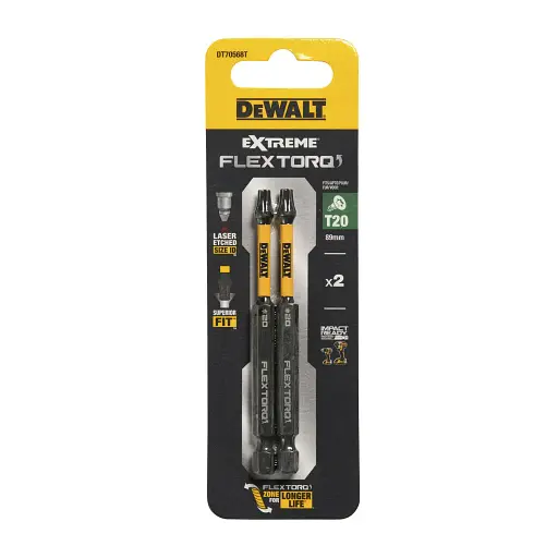 Набір біт DeWalt Impact Torsion T20 L=89 мм 2 шт. (DT70568T) - фото 4
