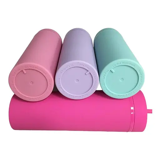 Охолоджуюча матова склянка 473 мл BPA-Free з трубочкою 21х6.5см light blue - фото 4