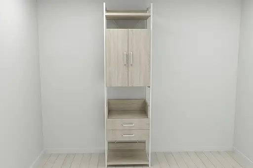 Шафа Гардероб Уні секція 5 серії Конект Ferrum-decor 220x60x50см Білий метал ДСП Дуб Сонома 32 мм (FRD-104521)