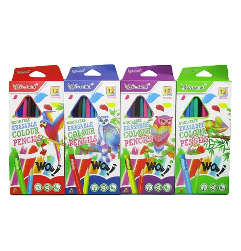 Карандаши пластиковые Звери, Птицы, 12 цветов, треугольный корпус, с ластиком (в ассортименте) - фото 2