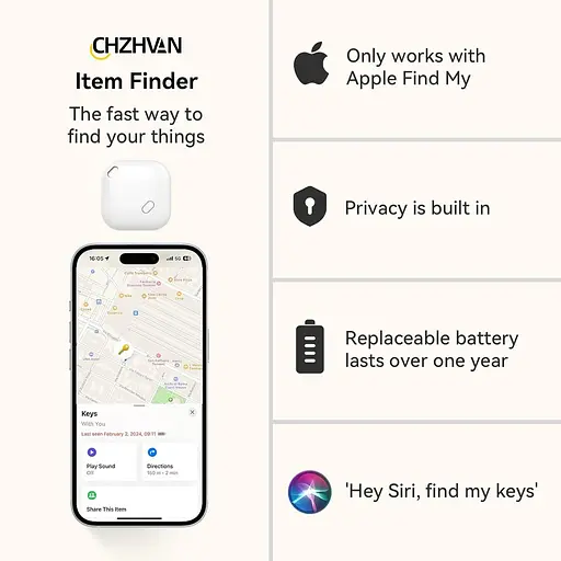 Пошук ключів, трекер гаманця Працює з Apple Find My (лише для iOS), змінний акумулятор, пошук предметів через Bluetooth для сумок - фото 2