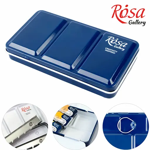 Пенал для акварельних фарб  Rosa Gallery металевий Індіго 12 кювет   - фото 2