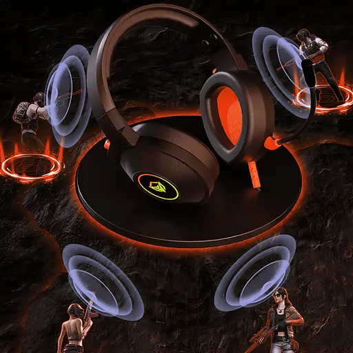 Игровые наушники USB с микрофоном HiFi MEETION HP012 черные - фото 7