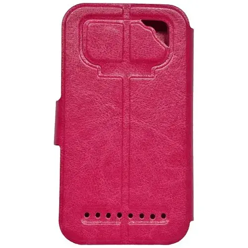 Чехол-книжка универсальный 5.5 дюйма с силиконом розовый - фото 3