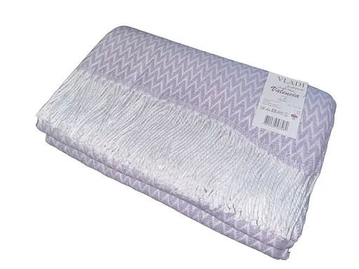 Плед хлопковый Vladi Валенсия Паркет 200х220 бело-лиловый - фото 1