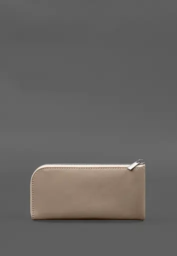 Кожаный портмоне-купюрник на молнии 14.1 светло-бежевый - фото 9