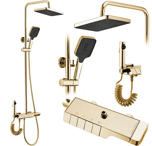 Душова система Rea Rob gold з термостатом та виливом REA-P6625, Золотий - фото 7