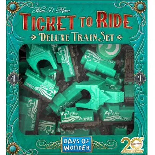 Аксесуар Days of Wonder Промонабір для гри Квиток на потяг 4 зелений Ticket to Ride 20th Anniversary Deluxe Train Set (DOWTTRTS4) - фото 1