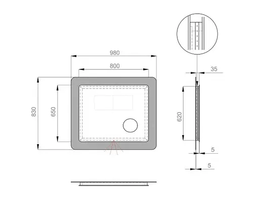Дзеркало Sanwerk Ультра "Космо Zoom" 98x83 біле, з лінзою (ZU0000164) - фото 3